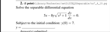 ( 1 point ) Library / Rochester / setDiffEQ 3