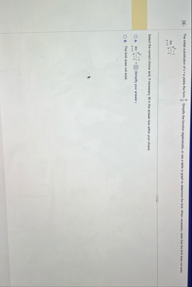 The initial substitution of x = a yields the form