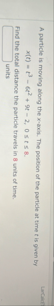 A particle is moving along the x - axis. The