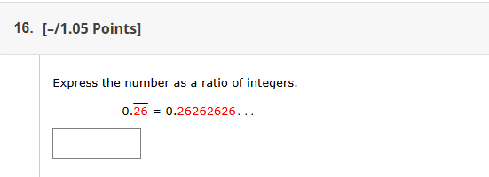 [ - 1 . 0 5 Points ] Express the number a s a