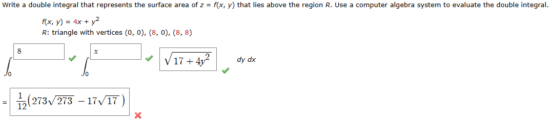 Write a double integral that represents the