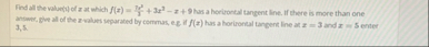 Find all the valued of x at which f ( x ) = 7 x 2