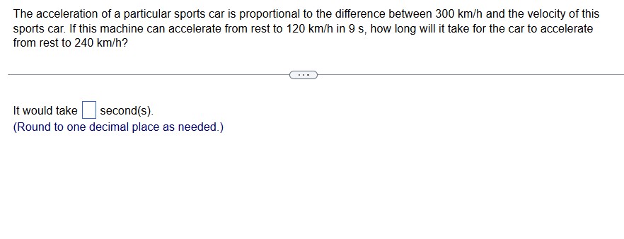 The acceleration of a particular sports car is