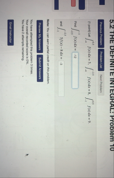 5 . 2 THE DEFINITE INIEGRAL: Problem TO ( 1 point