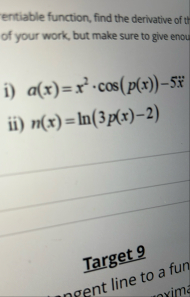 entiable function, find the derivative of tt of