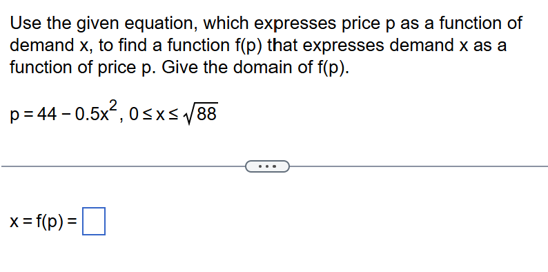 Use the given equation, which expresses price p a
