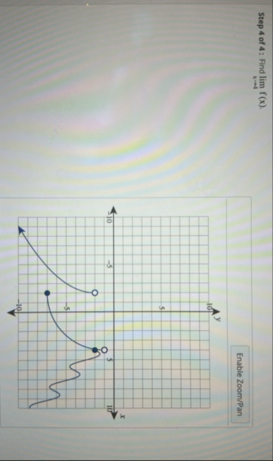 Step 4 of 4 : Find lim x 4 f ( x ) . Enable Zoom