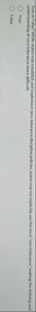 True or False? While states may establish and