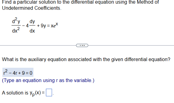 Find a particular solution t o the differential