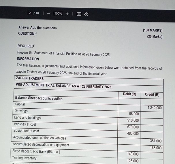 2 / 1 0 1 0 0 % Answer ALL the questions. [ 1 0 0