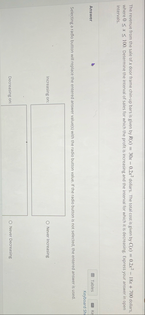 The revenue from the sale of x door frame chin -