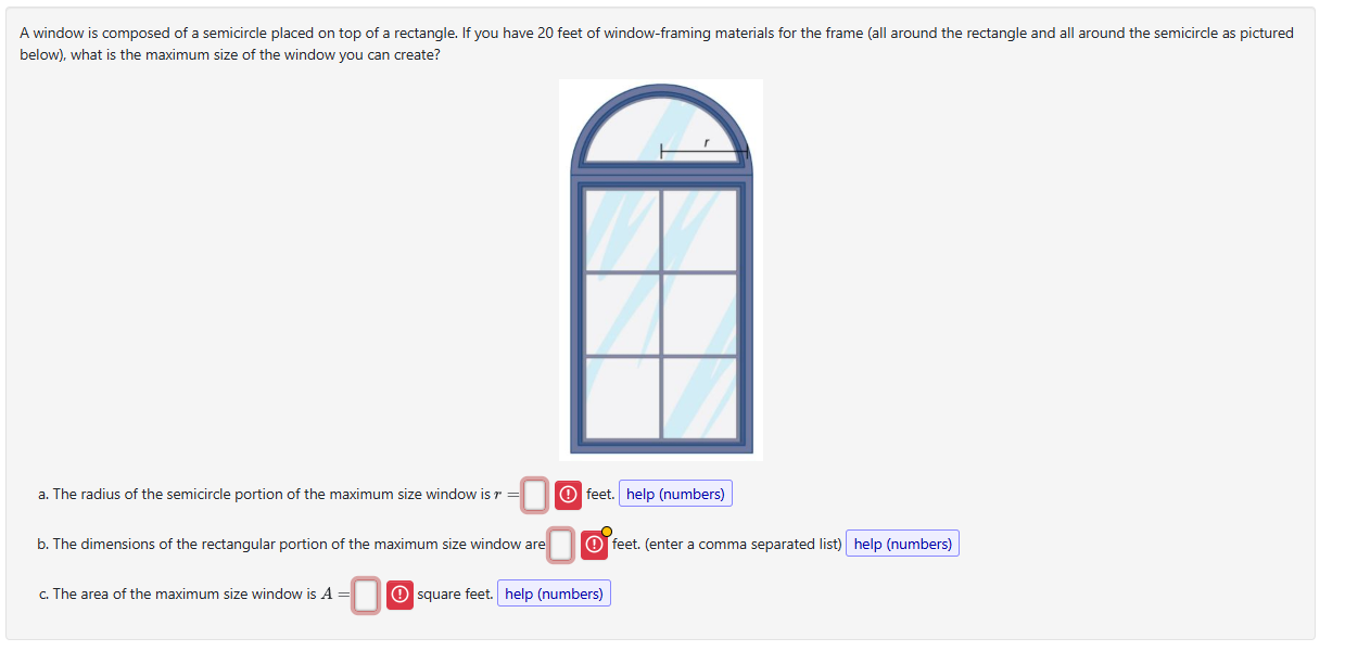 A window i s composed o f a semicircle placed o n