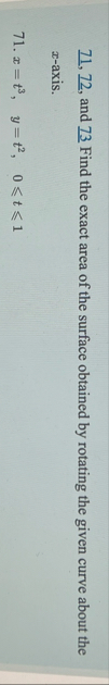 7 1 , 7 2 , and 7 3 Find the exact area of the