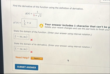 Find the derivative of the function using the