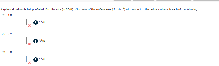 f t 2 f t S = 4 r 2 r when r i s each o f the