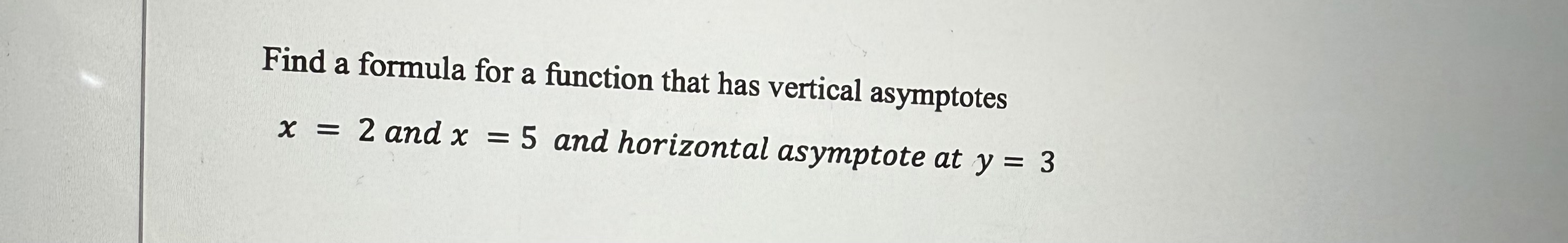 Find a formula for a function that has vertical