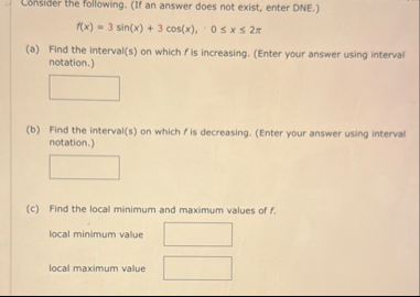 Consider the following. ( If an answer does not