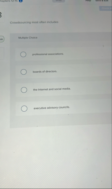 hapters 1 2 - 1 5 Crowdsourcing most often