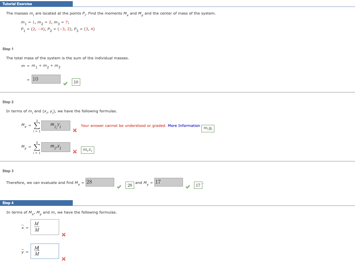 The masses m i are located a t the points P i .