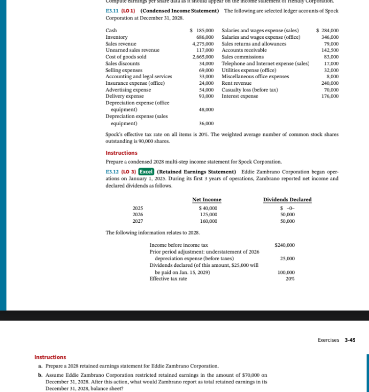 E 3 . 1 1 ( LO 1 ) ( Condensed Income Statement )