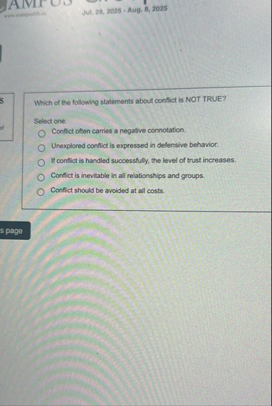 Jul. 2 8 , 2 0 2 5 - Aug. 8 , 2 0 2 5 5 Which of