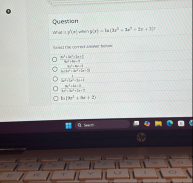 Question What is y ' ( x ) when y ( x ) = l n ( 3