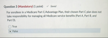 Question 3 ( Mandatory ) ( 1 point ) Saved For