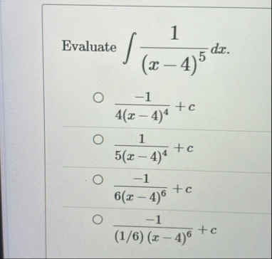] ) : } 1 5 ( x - 4 ) 4 c - 1 6 ( x - 4 ) 6 c [ -