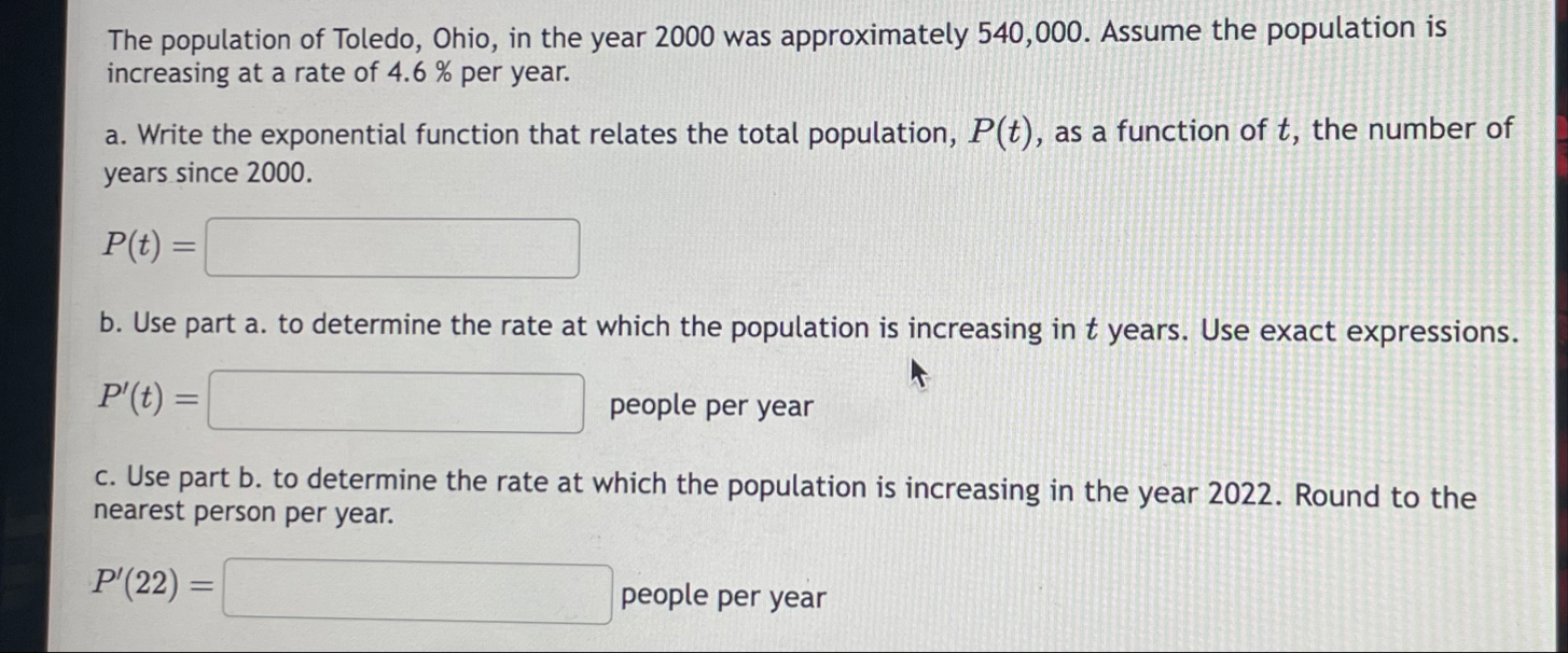 The population of Toledo, Ohio, in the year 2 0 0