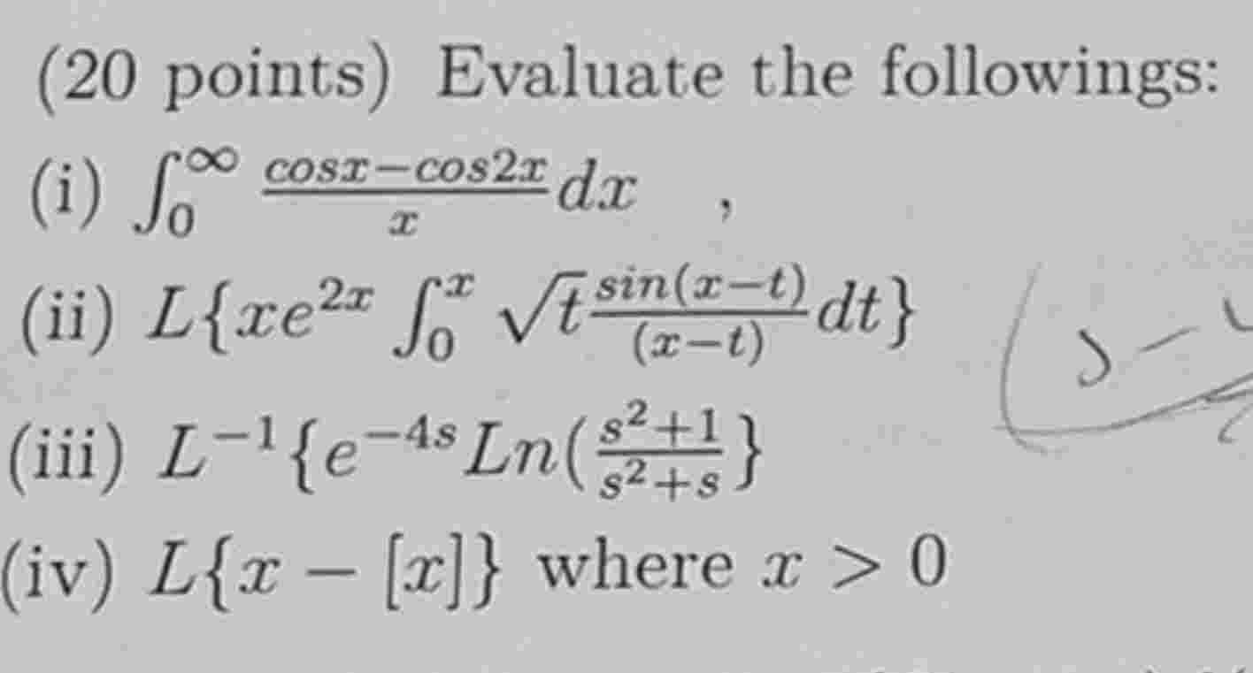 Evaluate the followings: ( i ) 0 c o s x - c o s