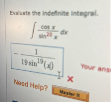 Evaluate the indefinite integral. c o s x s i n 2