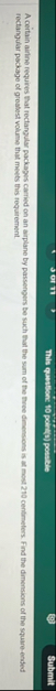 A ceitain airlne requires that rectangular