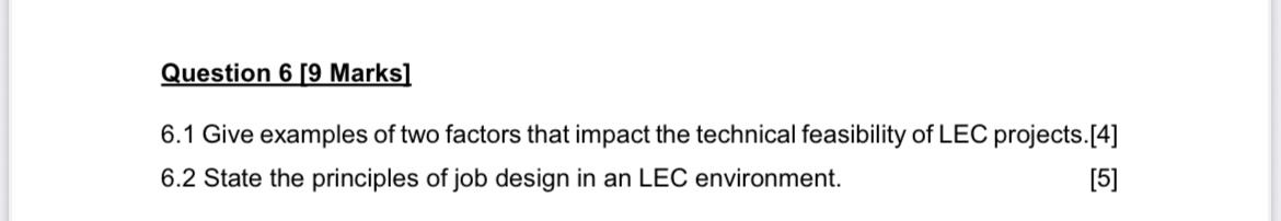Question 6 [ 9 Marks ] 6 . 1 Give examples of two