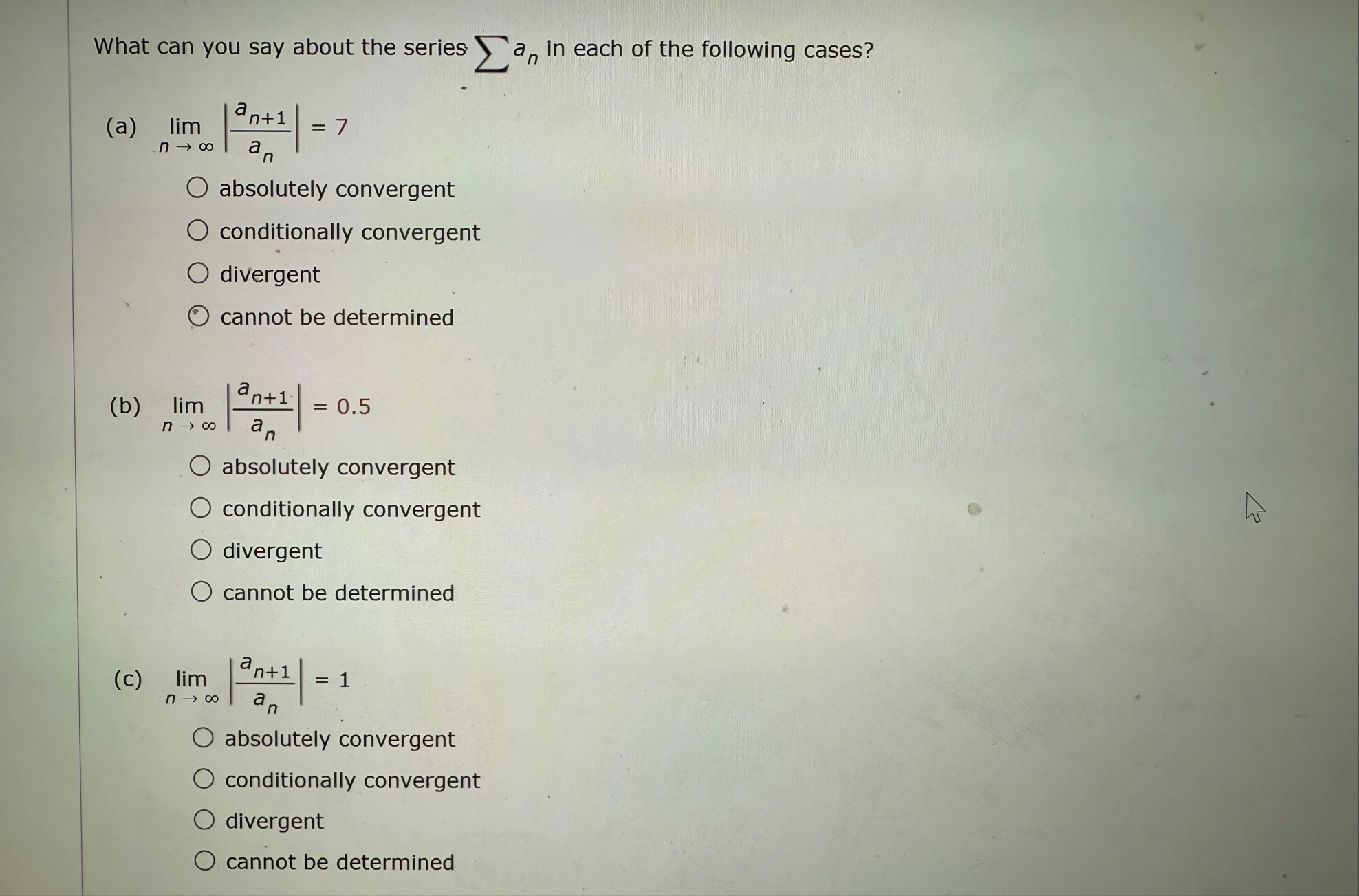 What can you say about the series ? ? a n in each