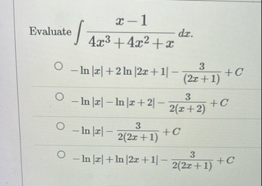 Evaluate x - 1 4 x 3 4 x 2 x d x - l n | x | 2 l
