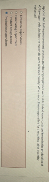 Suppose that in the procurement process,