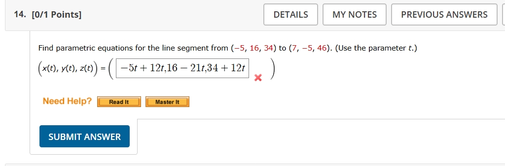 Find parametric equations for the line segment