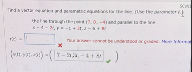 SCalch Find a vector equation and parametric