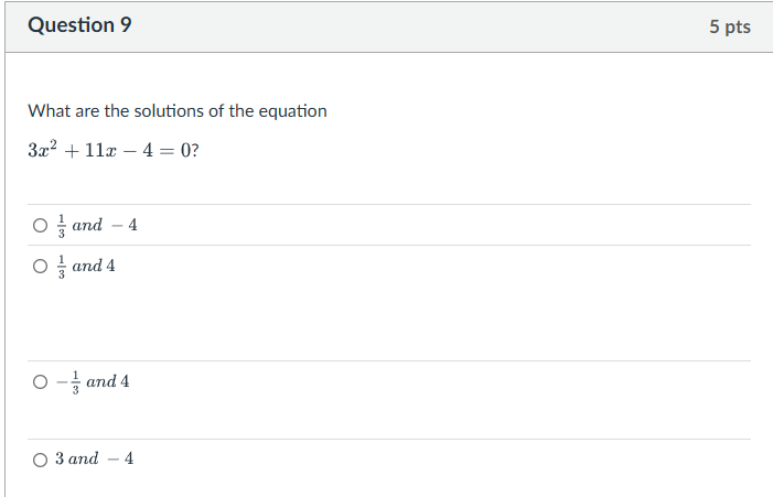 Question 9 What are the solutions o f the