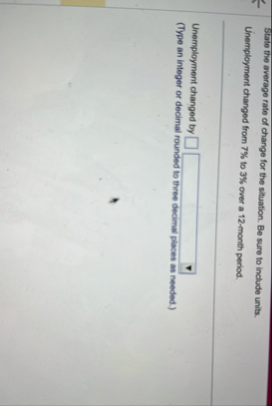 State the average rate of change for the