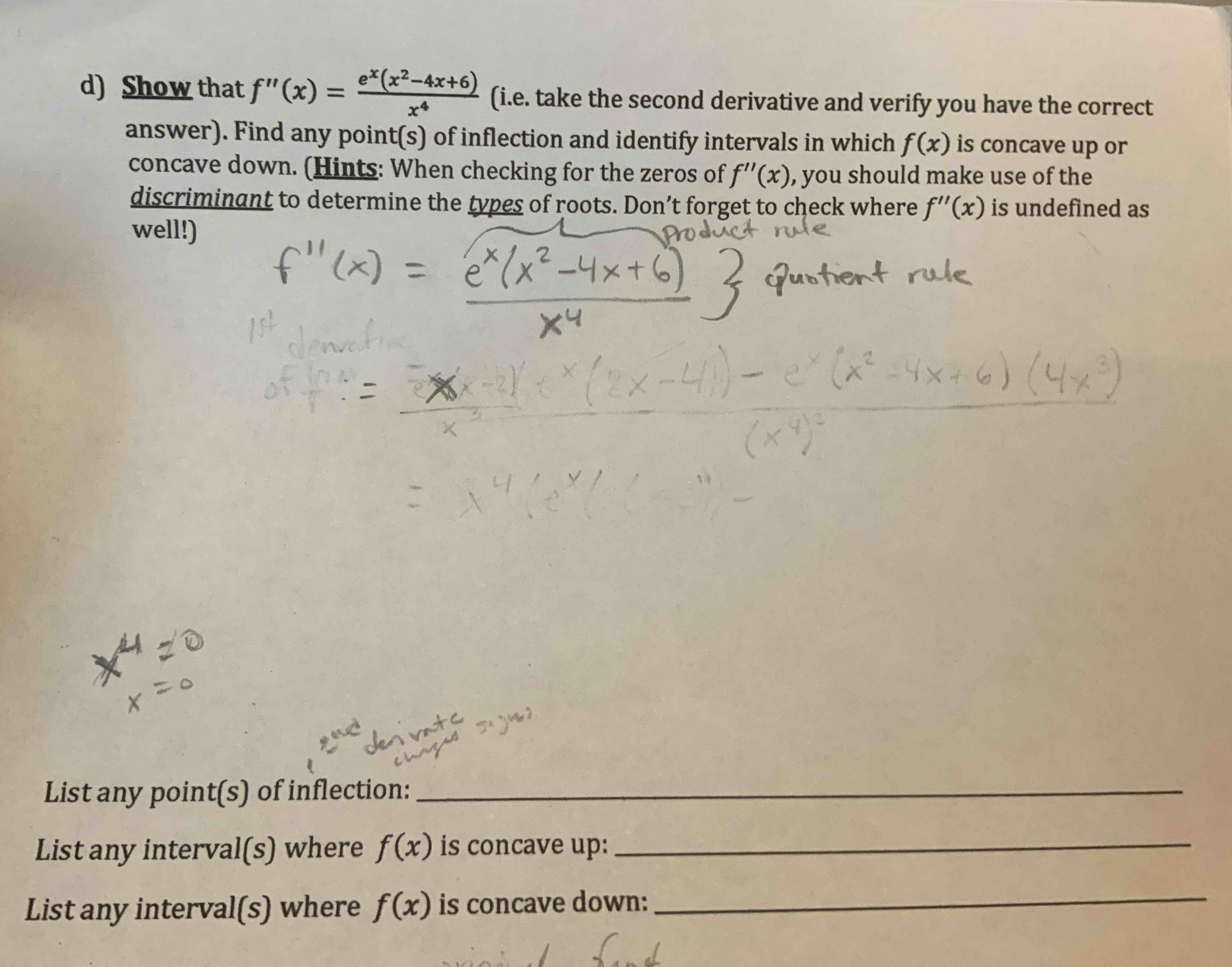 df ^ ( ' ' ) ( x ) = ( e ^ ( x ) ( x ^ ( 2 ) - 4