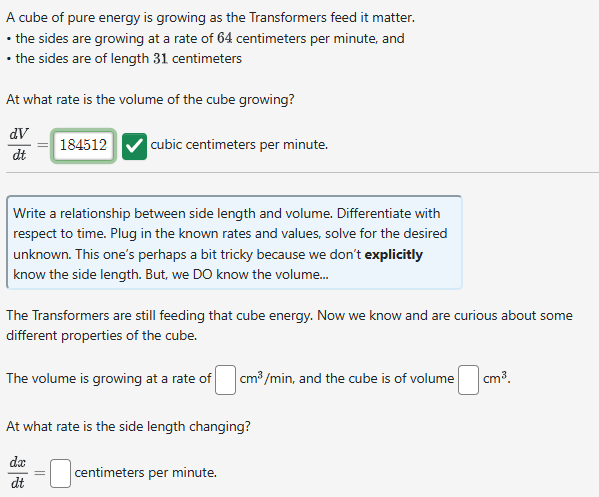 A cube of pure energy is growing as the