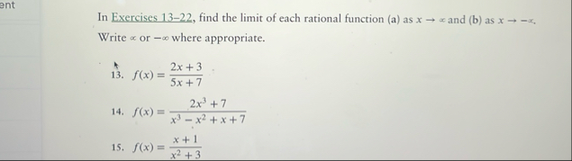 In Exercises 1 3 - 2 2 , find the limit of each