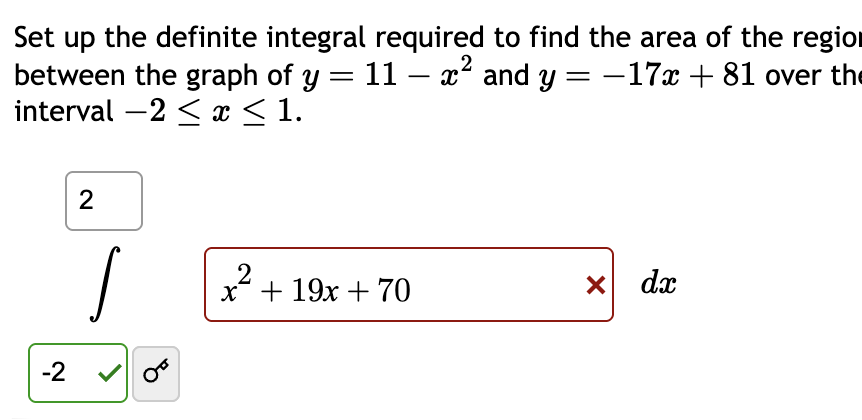 Set u p the definite integral required t o find