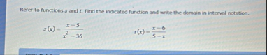Refer to functions x and z . Find the indicated