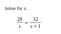 Solve for x . 2 8 x = 3 2 x + 1