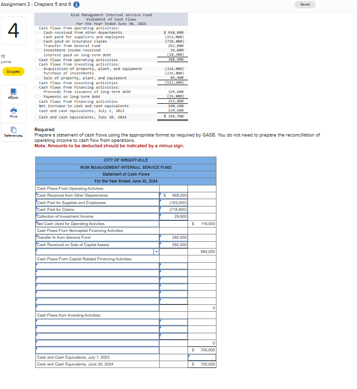 Prepare a statement of cash flows using the