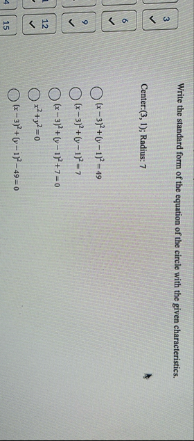 Write the standard form of the equation of the
