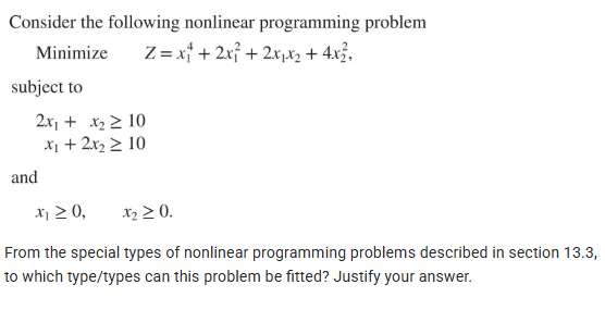 Consider the following nonlinear programming