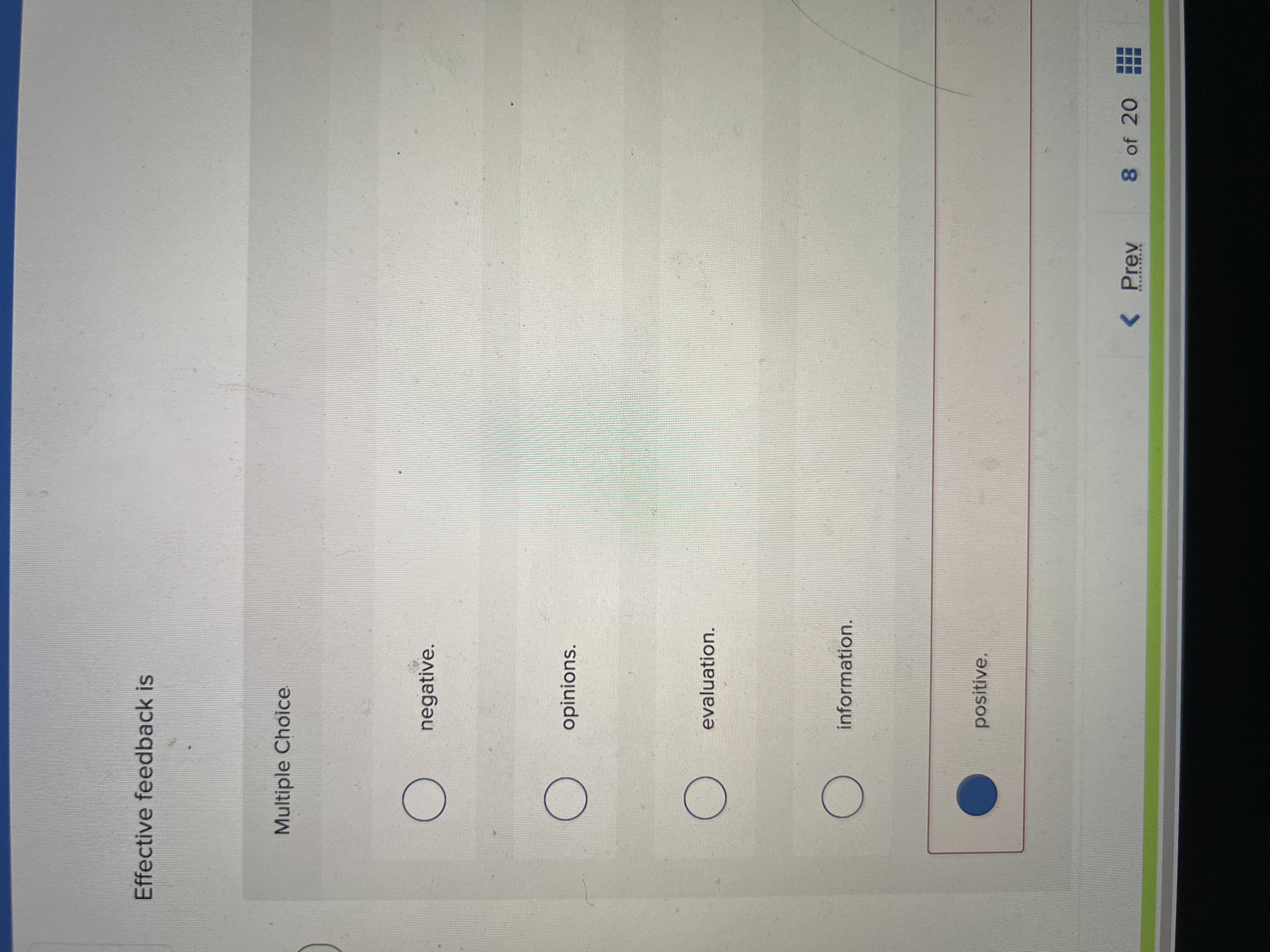 Effective feedback is Multiple Choice negative.